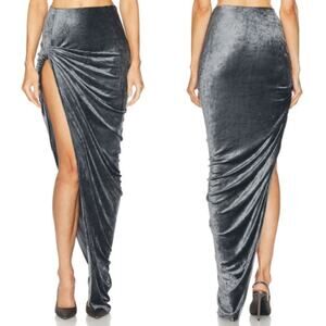 RICK OWENS LILIES | Twist Edfu Skirt in Steel Gray Velvet 38 / XS w/ Tags